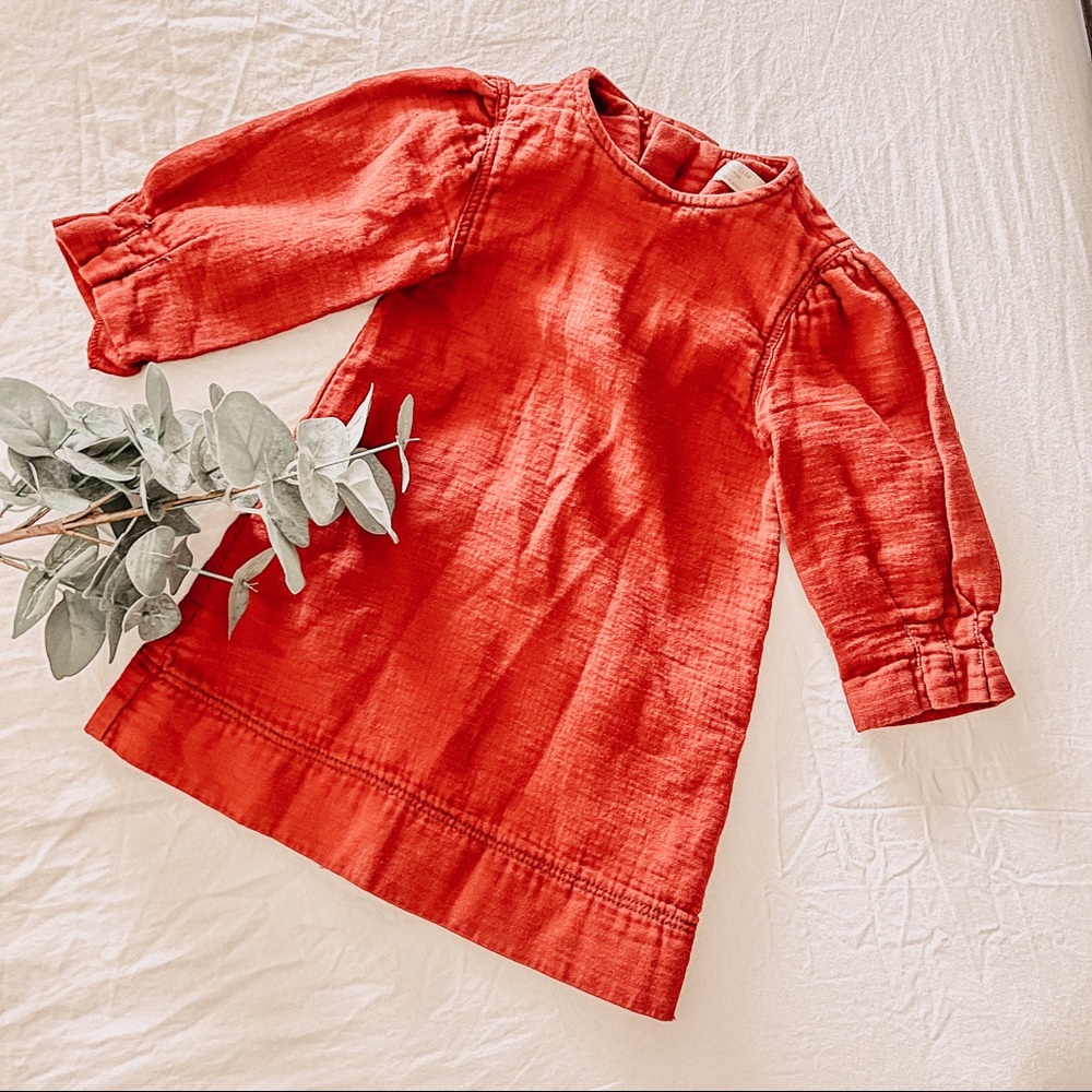 Zara Kids Red Maroon Oversized Button Shift Dress. Size 5